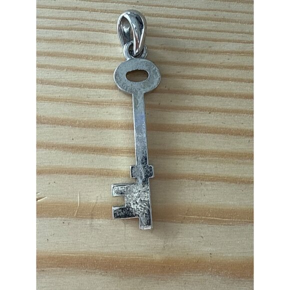 Silver Key Pendant With Clear Rhinestones - Picture 3 of 3